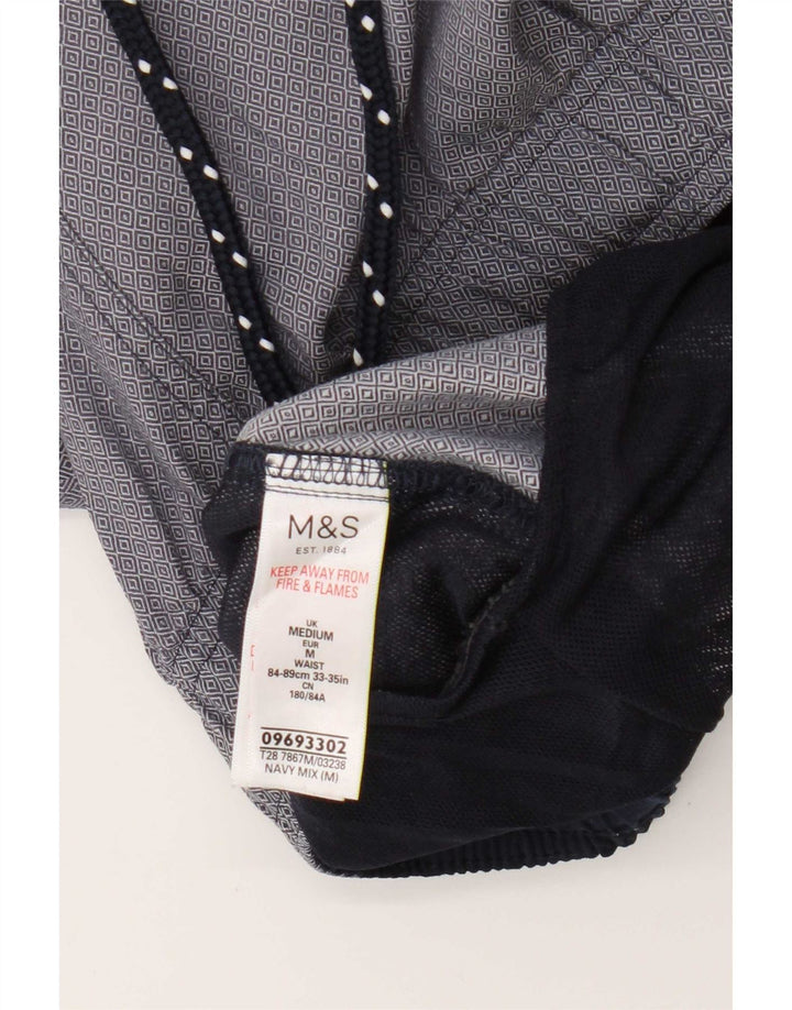 Marks & Spencer Short de Sport Homme Bleu Marine Moyen Coton Géométrique
