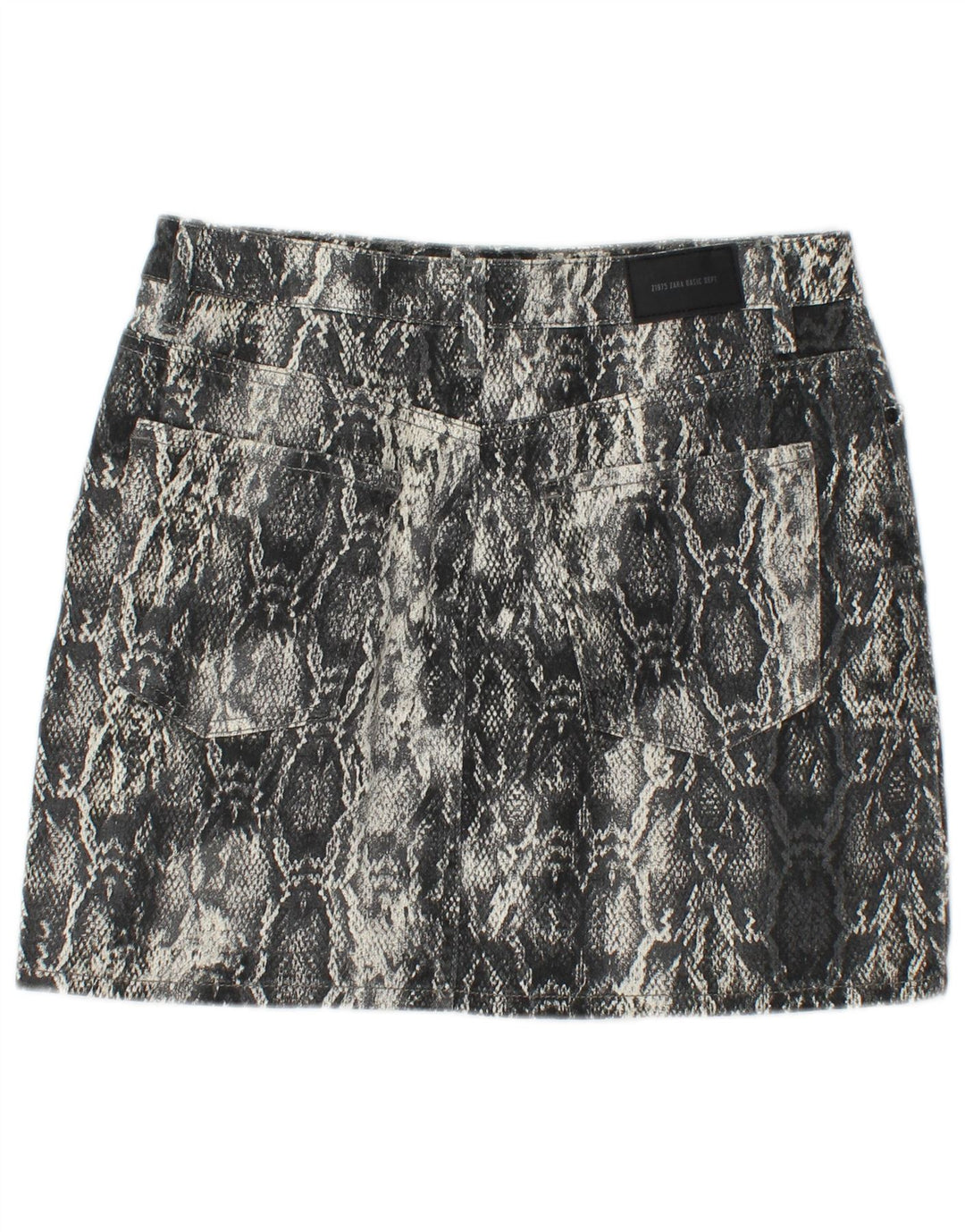 ZARA Femme Mini Jupe Moyen W30 Gris Animal Print Coton