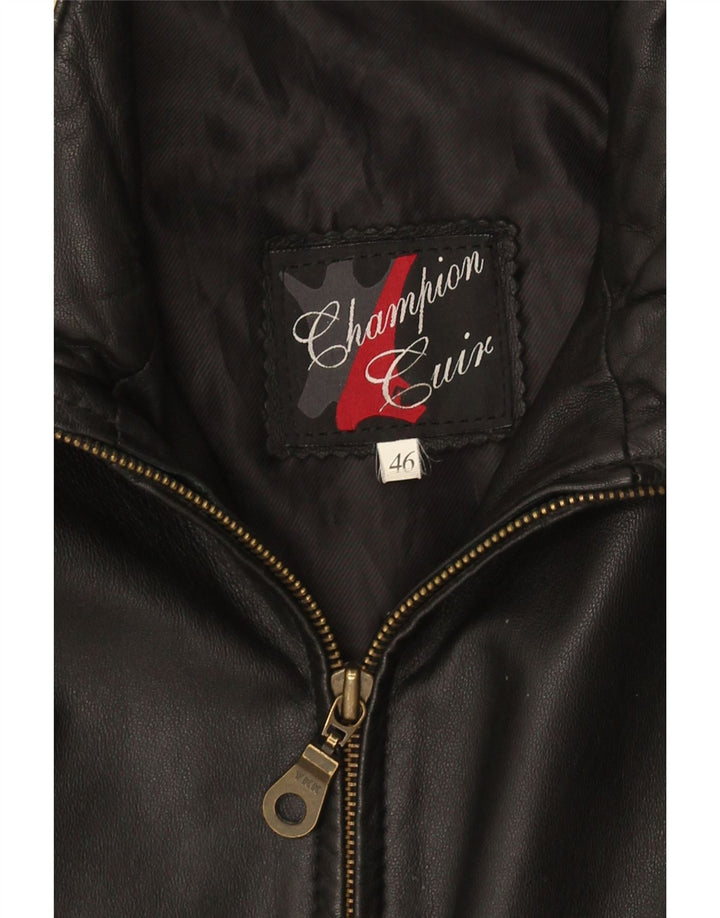 veste en cuir homme vintage IT 46 Petit colorblock noir