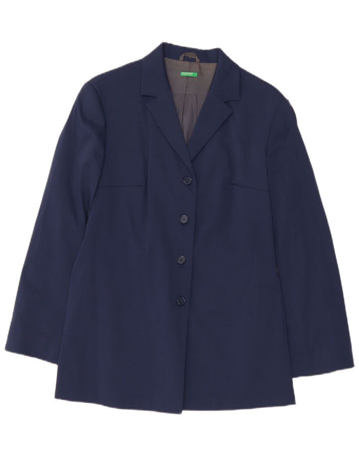 Benetton Pardessus Femme IT 44 Bleu Marine Moyen Polyester