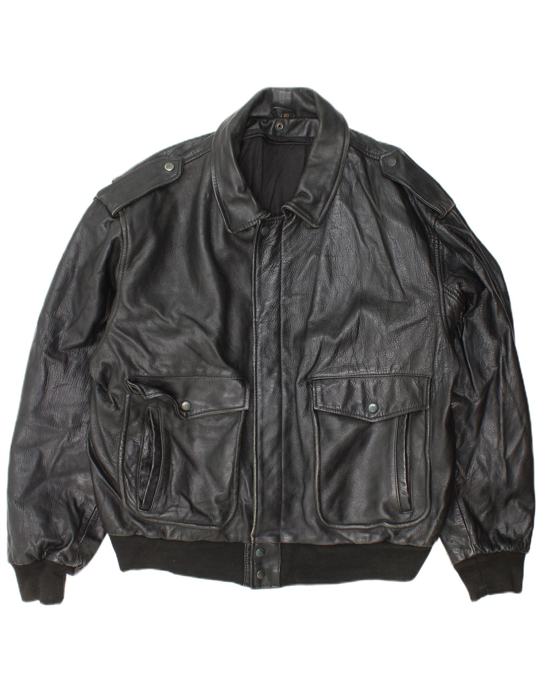 veste en cuir militaire vintage pour homme UK 42 XL Cuir noir