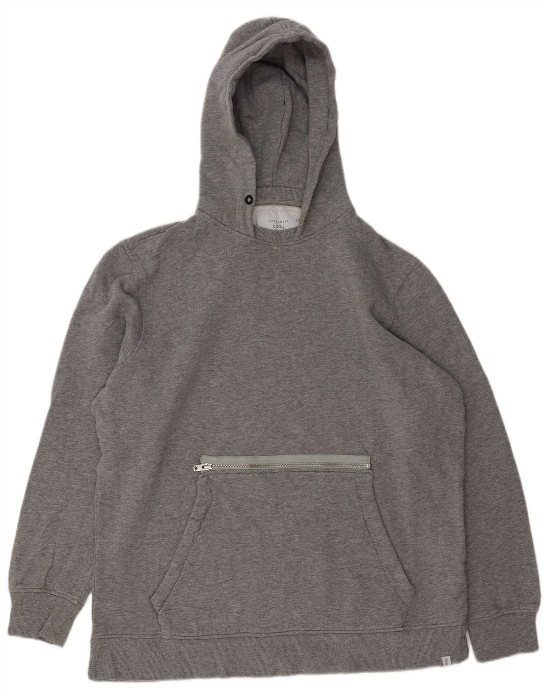 JACK & JONES Pull à capuche graphique homme grand gris coton