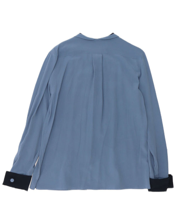 vintage Chemise Femme Blouse IT 46 Grand Colorblock Bleu