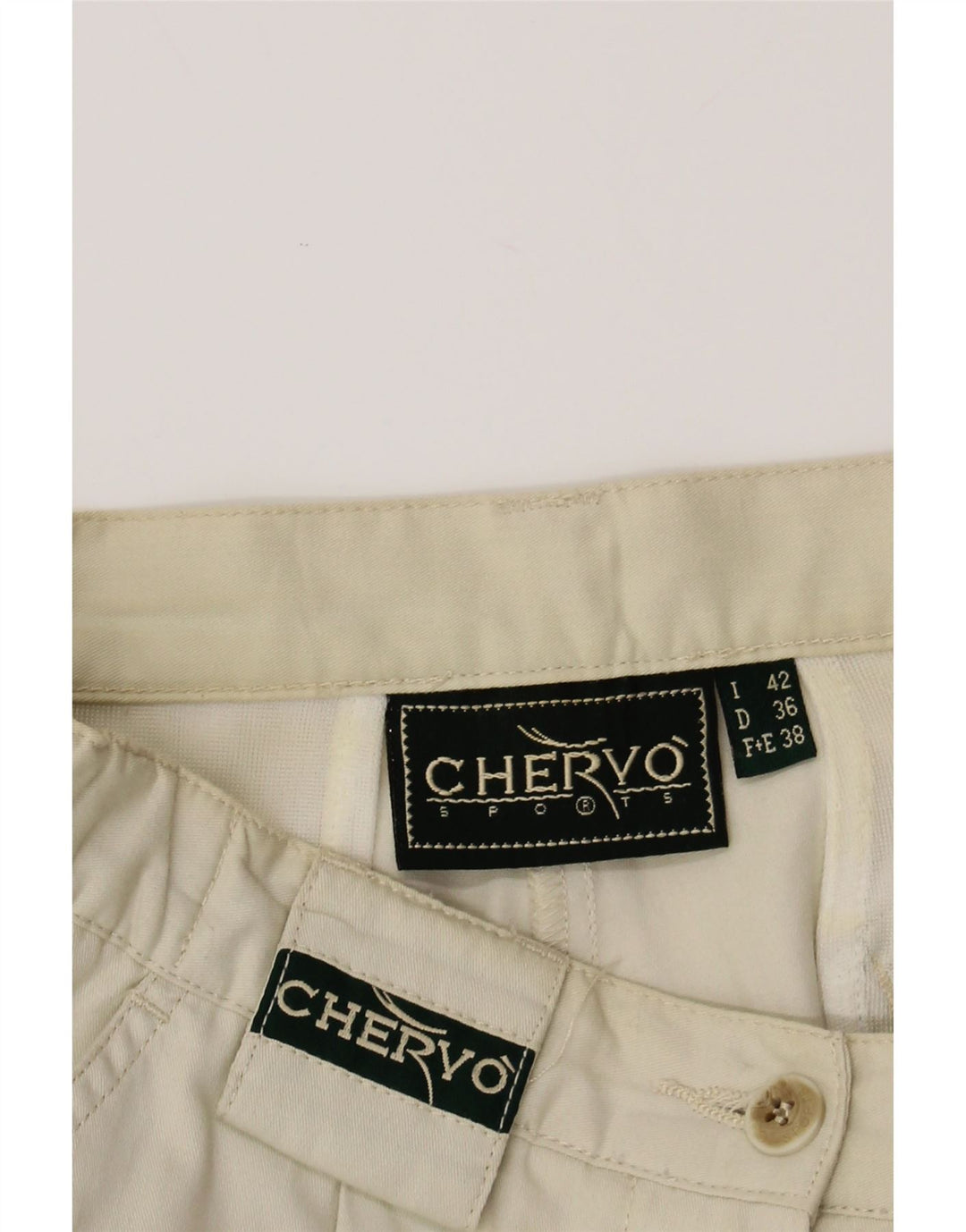 CHERVO Womens Pegged Chino Shorts EU 38 Medium W28  Beige Cotton Vintage Chervo and Second-Hand Chervo from Messina Hembry 
