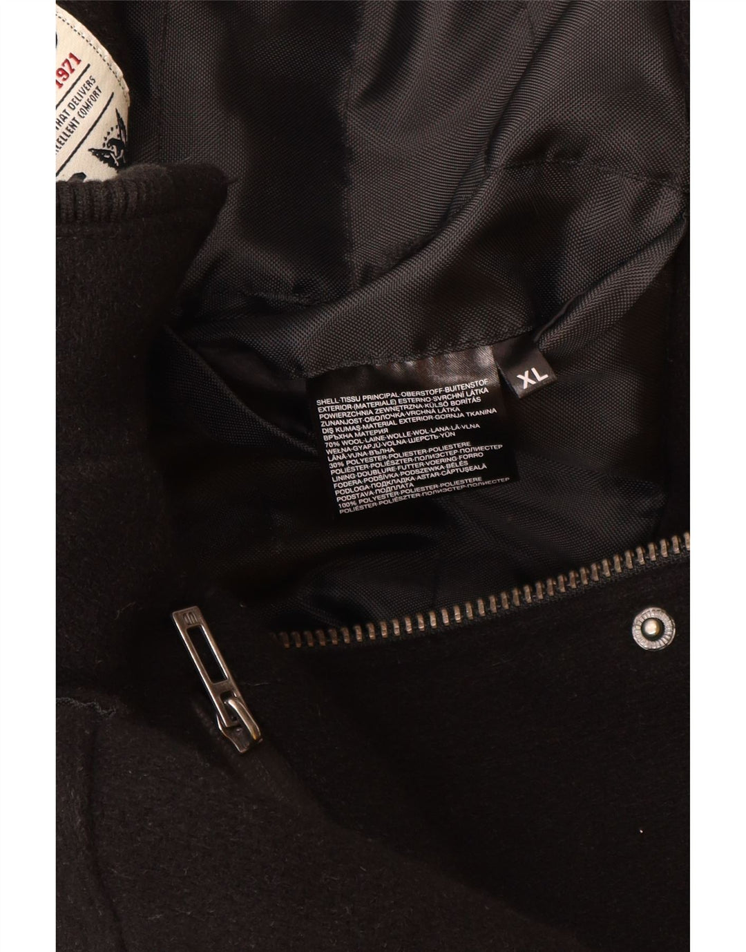 ANGELO LITRICO Veste Bomber Militaire Homme UK 42 XL Laine Noire