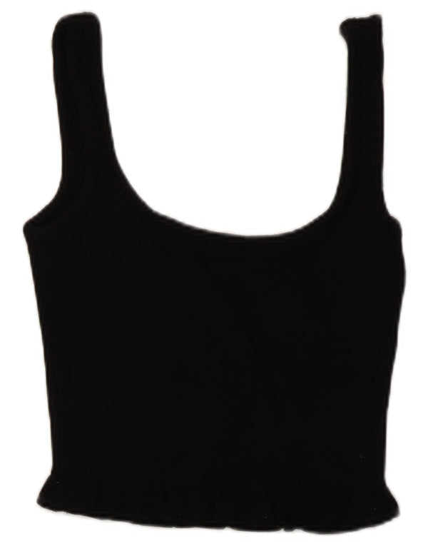 Zara Femme Crop Top UK 8 Small Noir Viscose