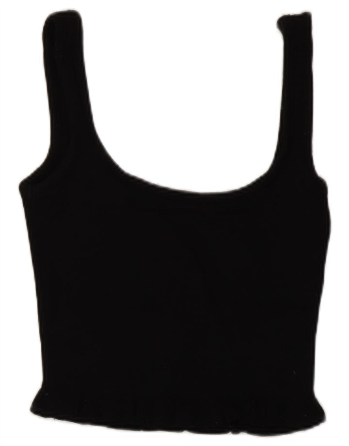 Zara Femme Crop Top UK 8 Small Noir Viscose
