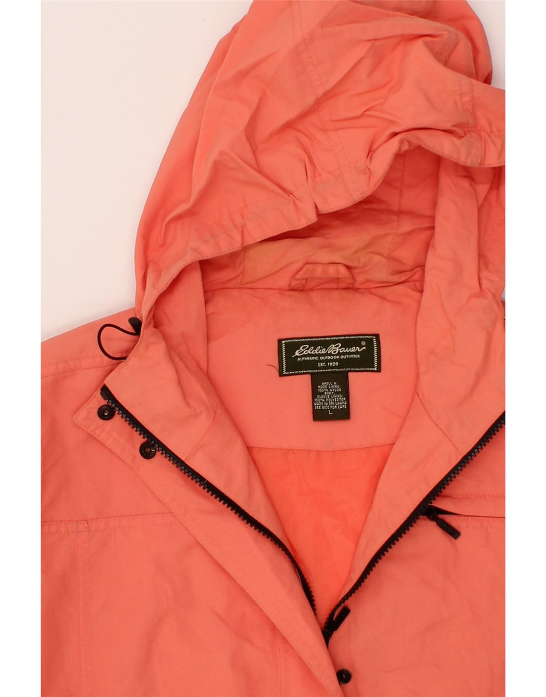 EDDIE BAUER Womens Hooded Rain Jacket UK 16 Large Orange Nylon Vintage Eddie Bauer and Second-Hand Eddie Bauer from Messina Hembry 