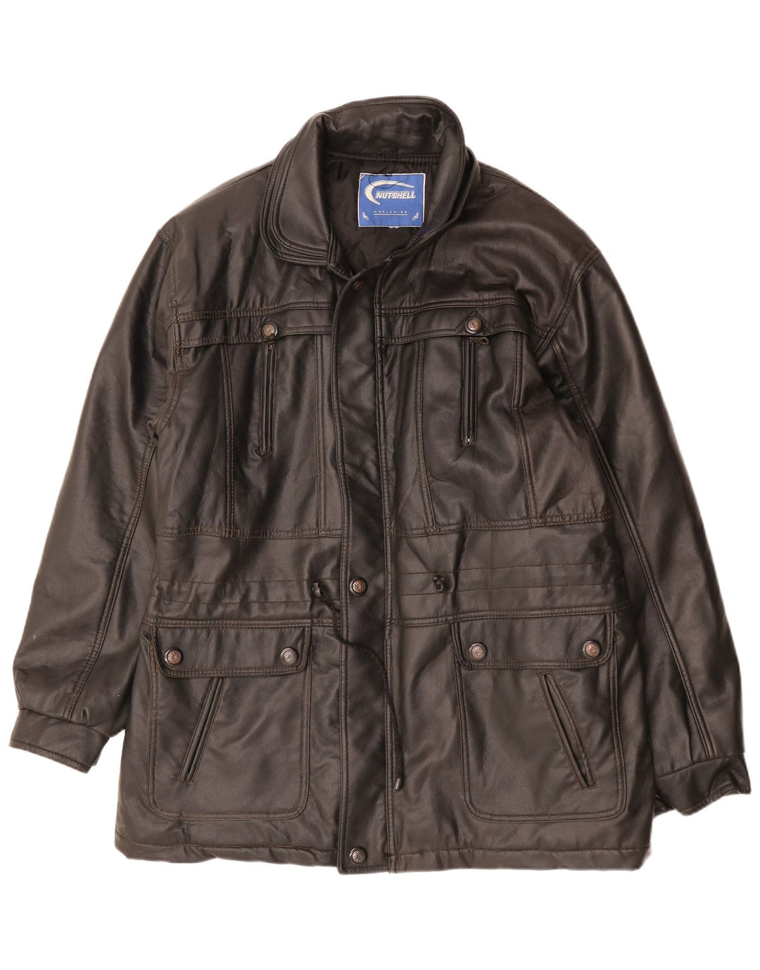 NUTSHELL Manteau en cuir pour homme UK 40 Large Noir