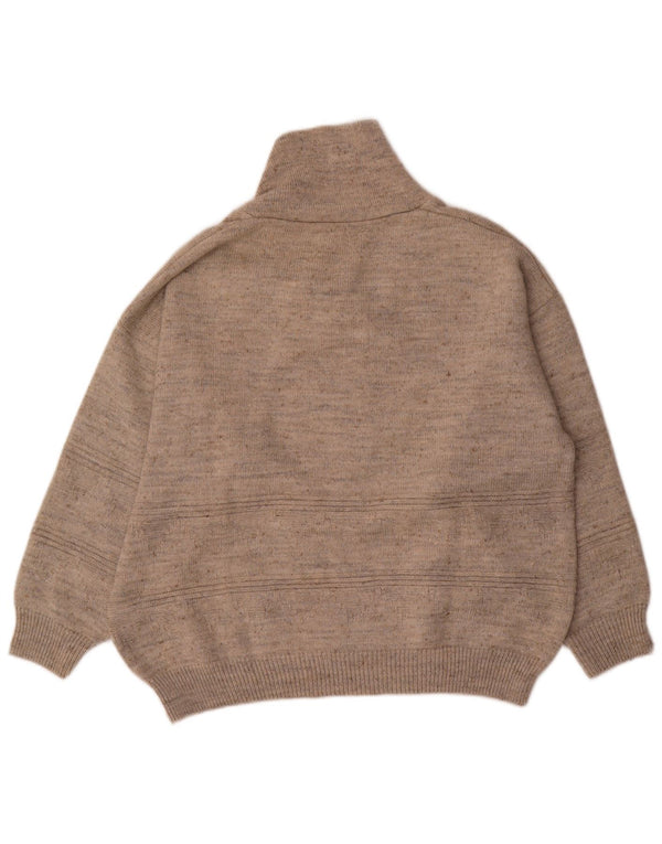 vintage Mens Graphique Col Châle Pull Pull Grande Rayure Grise