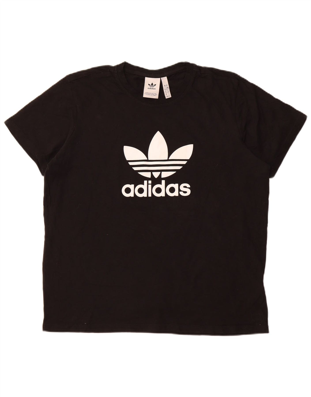 ADIDAS T-shirt graphique pour femme UK 18 XL Noir Coton
