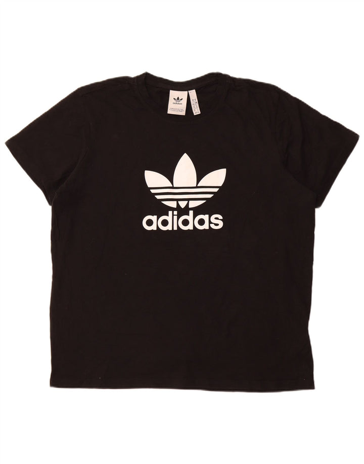 ADIDAS T-shirt graphique pour femme UK 18 XL Noir Coton