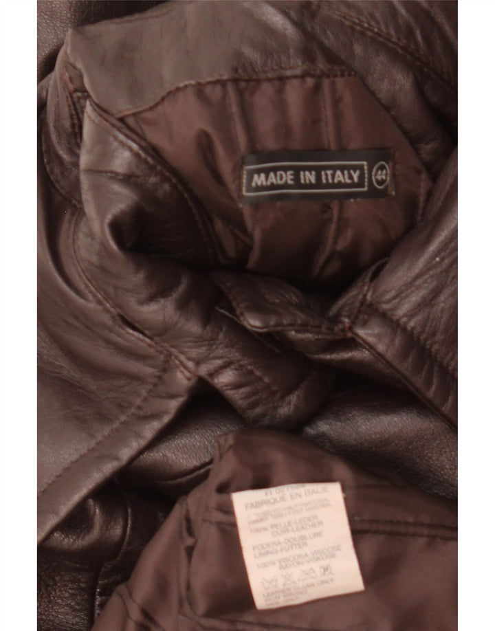 Manteau en cuir femme vintage IT 44 Cuir marron moyen