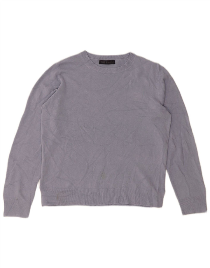 Marks & Spencer Pull ras du cou pour femme UK 14 Bleu moyen Acrylique