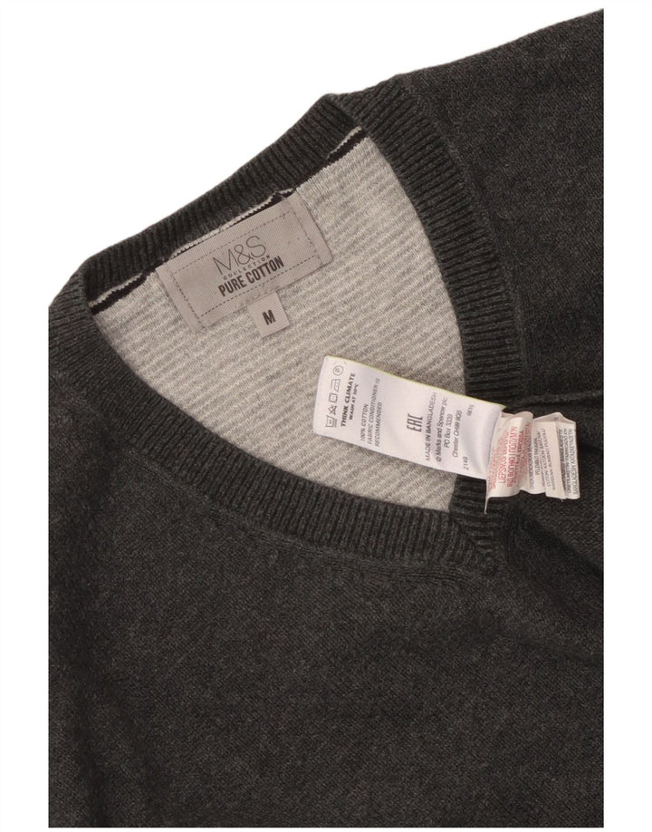 Marks & Spencer Pull Col V Homme Gris Moyen Coton