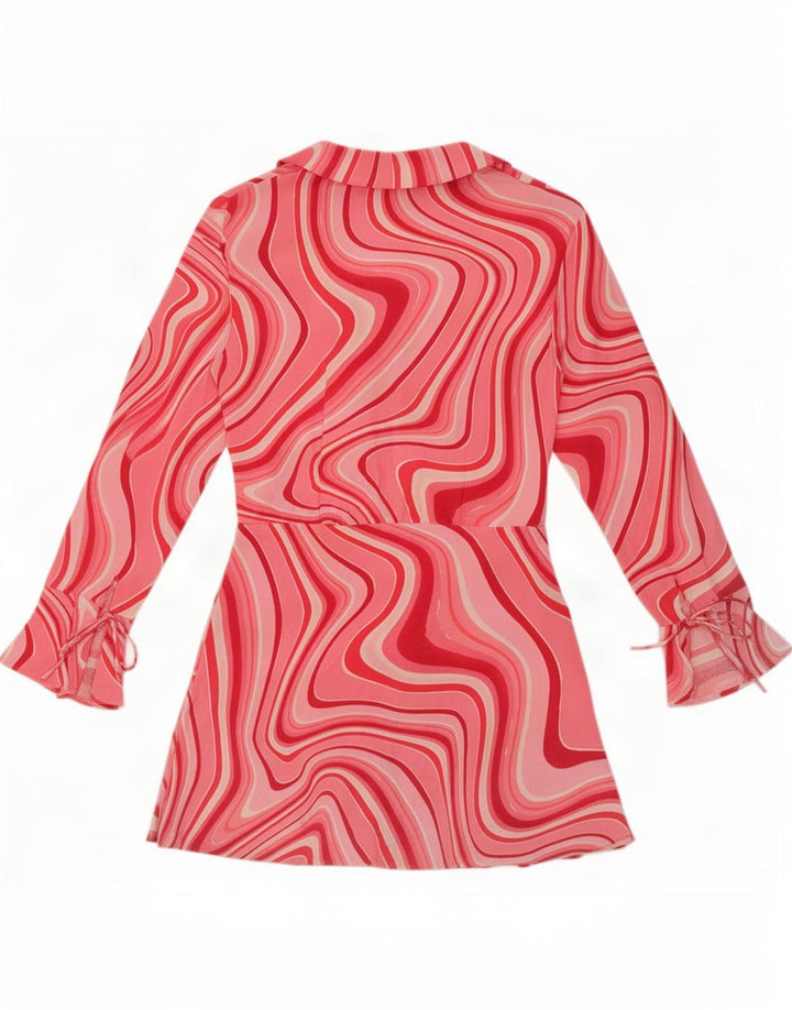 Zara Robe fourreau découpée à motif abstrait pour femme UK 12 Rose moyen