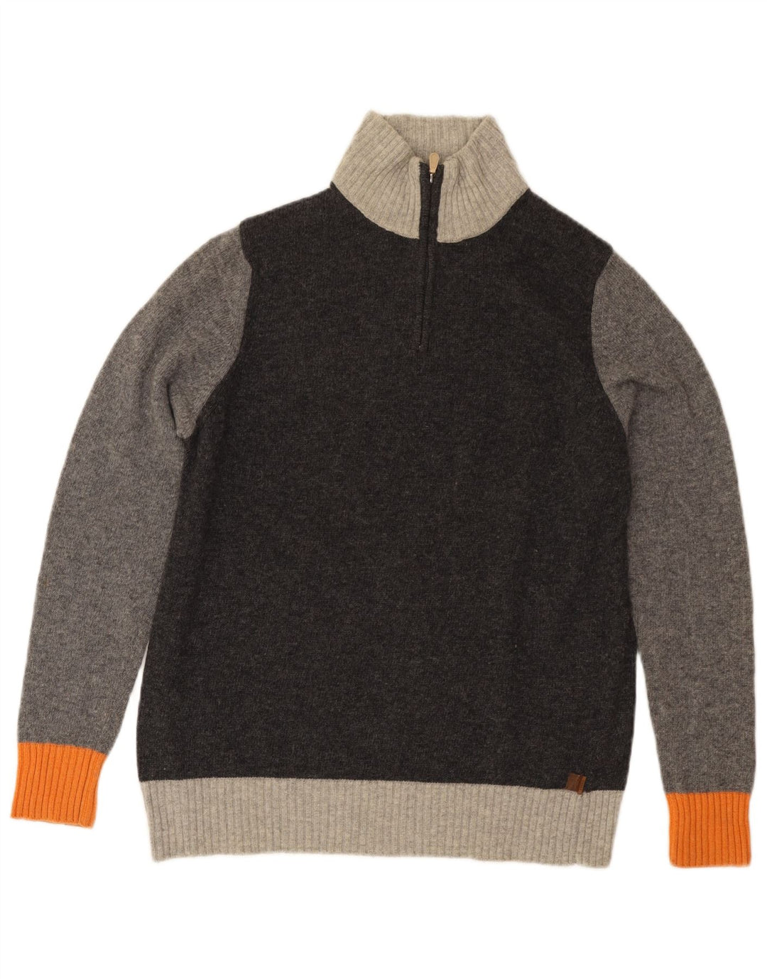 TRUSSARDI Pull Col Zippé Homme Gris Moyen Laine Colorblock
