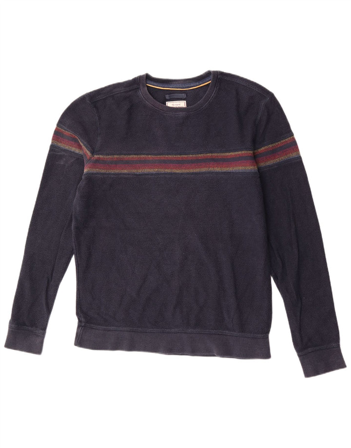 Fat Face Sweat-Shirt Homme en Coton Rayé Bleu Marine Moyen