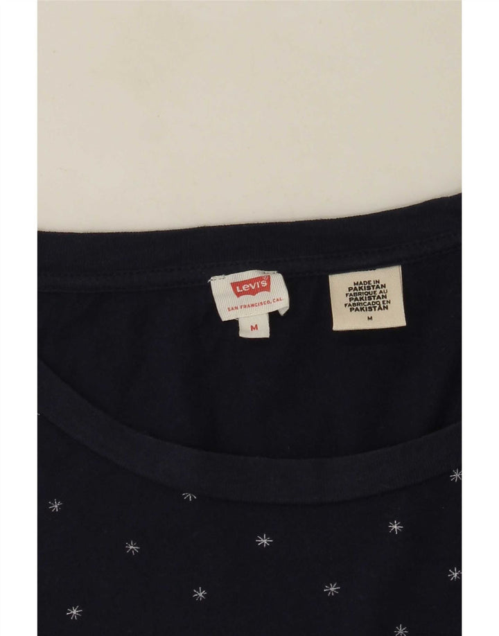 Levi's T-Shirt Femme UK 14 Medium Navy Blue Spotted