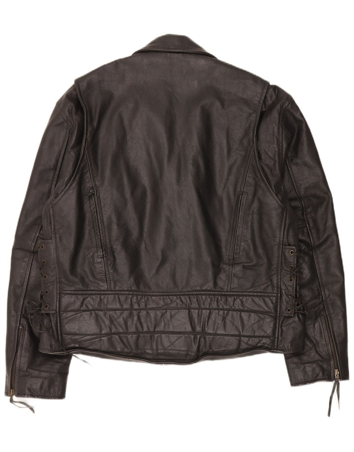 veste de motard en cuir vintage pour hommes UK 44 2XL Noir