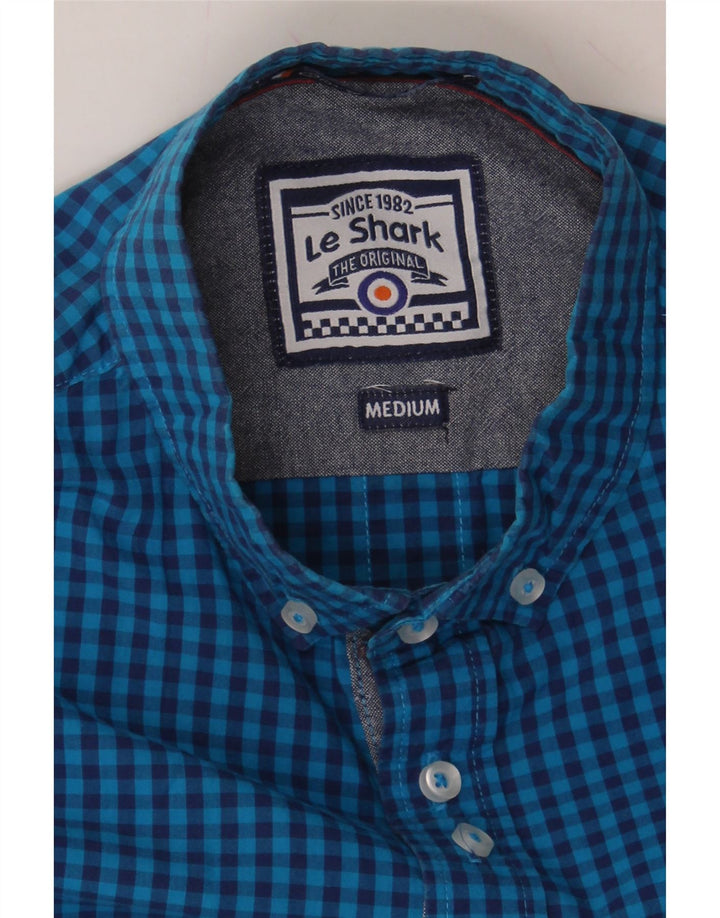 VINTAGE Mens Shirt Medium Blue Gingham Cotton Vintage Vintage and Second-Hand Vintage from Messina Hembry 