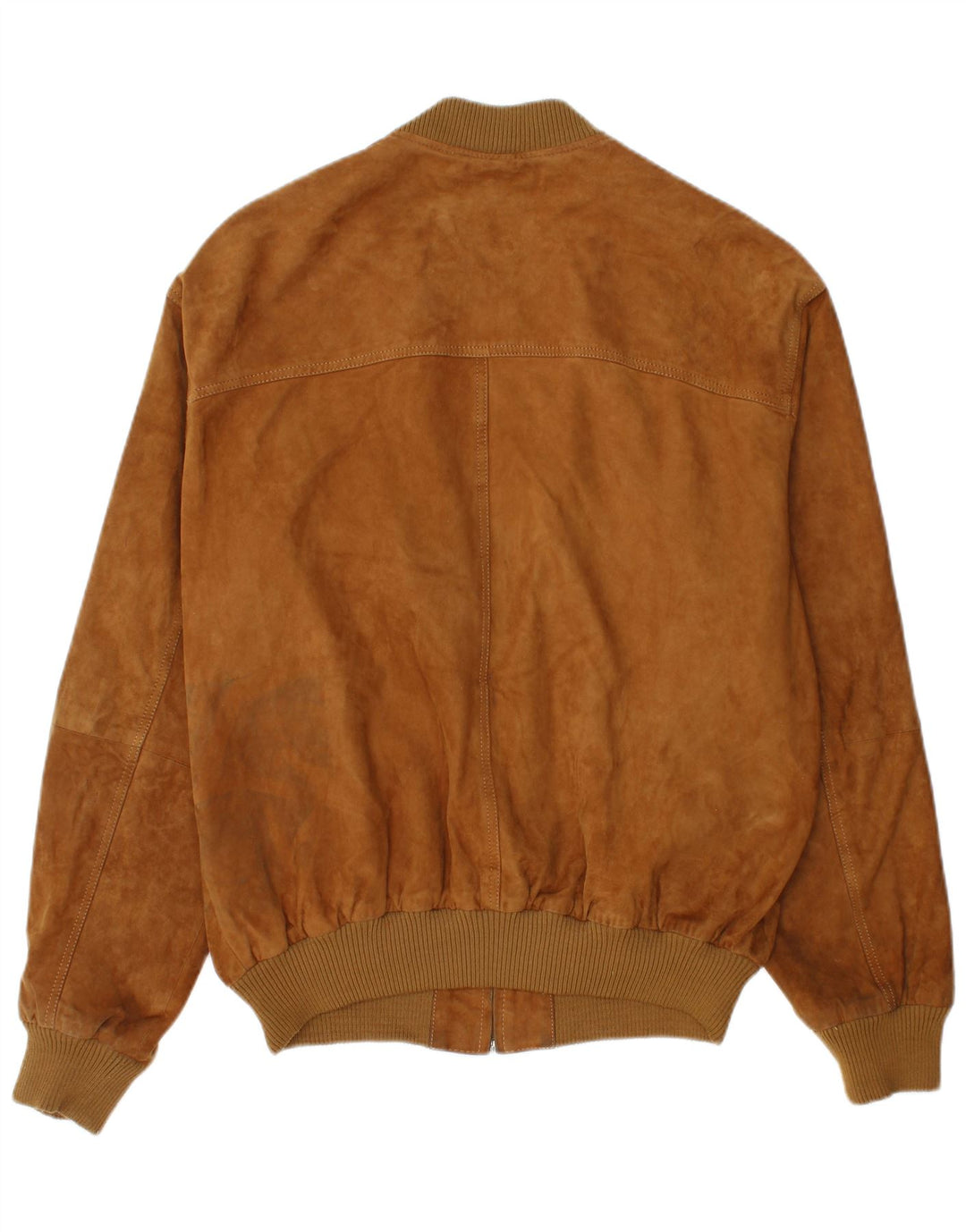 vintage Mens Suede Bomber Jacket IT 54 2XL Cuir Marron