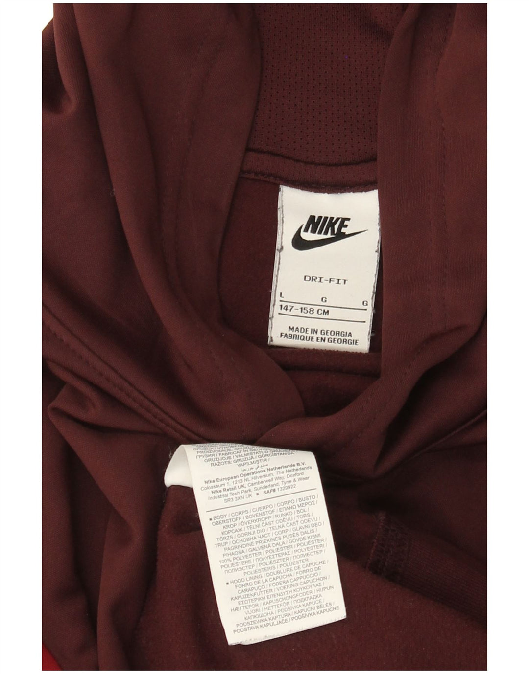 NIKE Pull à capuche graphique pour garçon 12-13 ans Large Bordeaux Colourblock