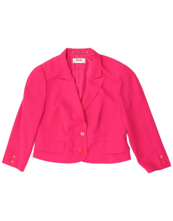 Yarell Veste blazer courte à manches 3/4 et 2 boutons pour femme UK 18 XL Rose