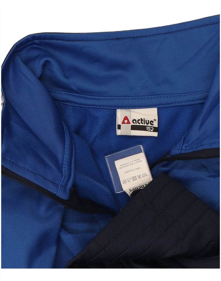 ACTIVE Boys Tracksuit Top Jacket 11-12 Years Navy Blue Colourblock