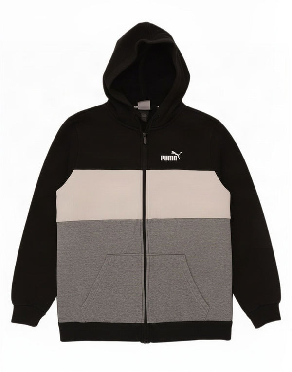 Puma Mens Zip Hoodie Sweater Medium Black Colourblock Cotton