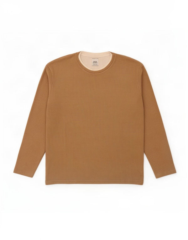 Zara Homme Top Manches Longues Large Beige Colourblock
