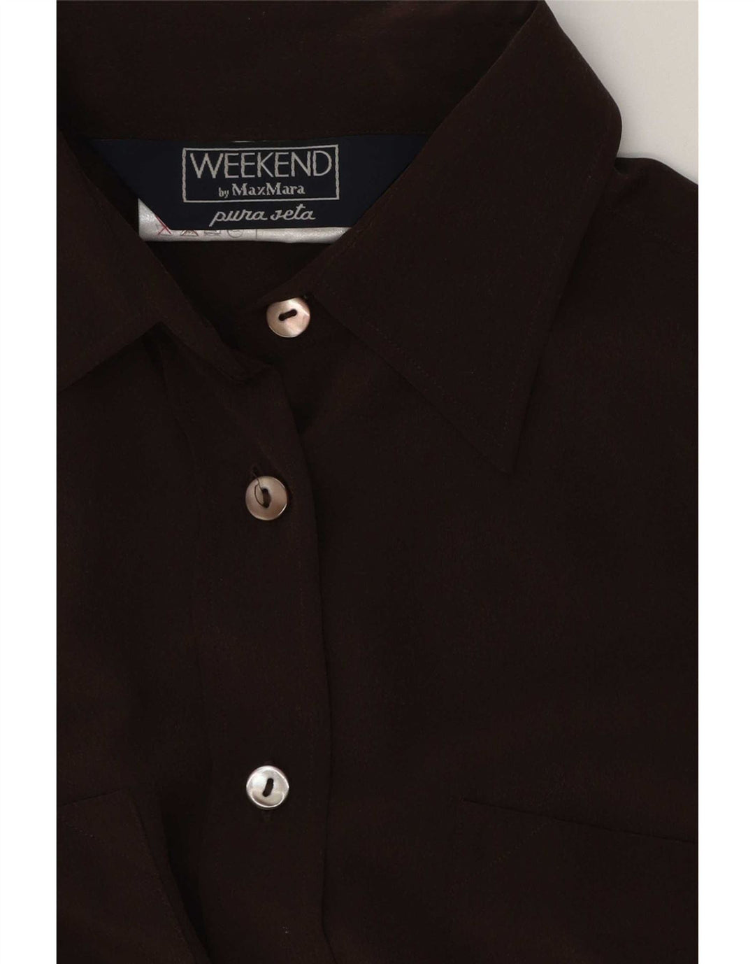 Max Mara Chemise Weekend Femme UK 16 Large Marron Soie