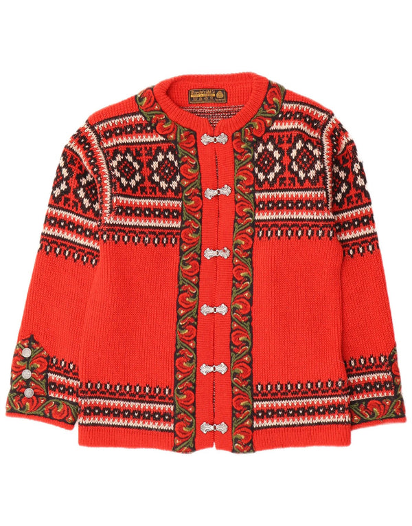 NORDSTRIKK Cardigan Femme Pull EU 44 XL Rouge Floral Laine