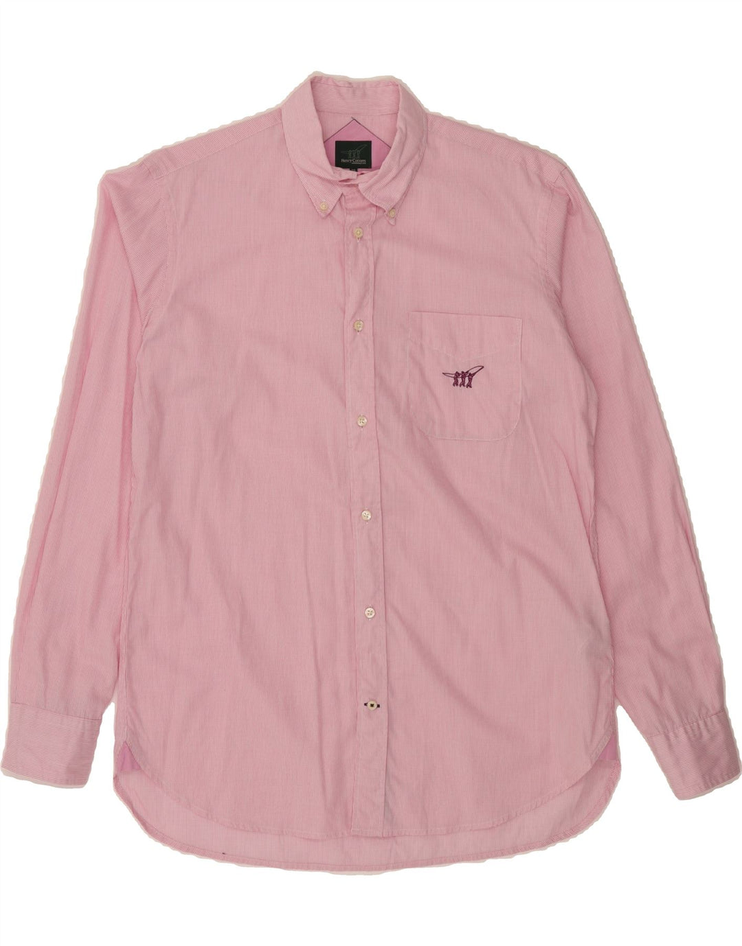 HENRY COTTONS Mens Shirt Size 39 Medium Pink Check Cotton Vintage Henry Cottons and Second-Hand Henry Cottons from Messina Hembry 