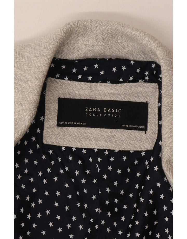 Zara Veste blazer à 1 bouton pour femme UK 12 Gris moyen à chevrons