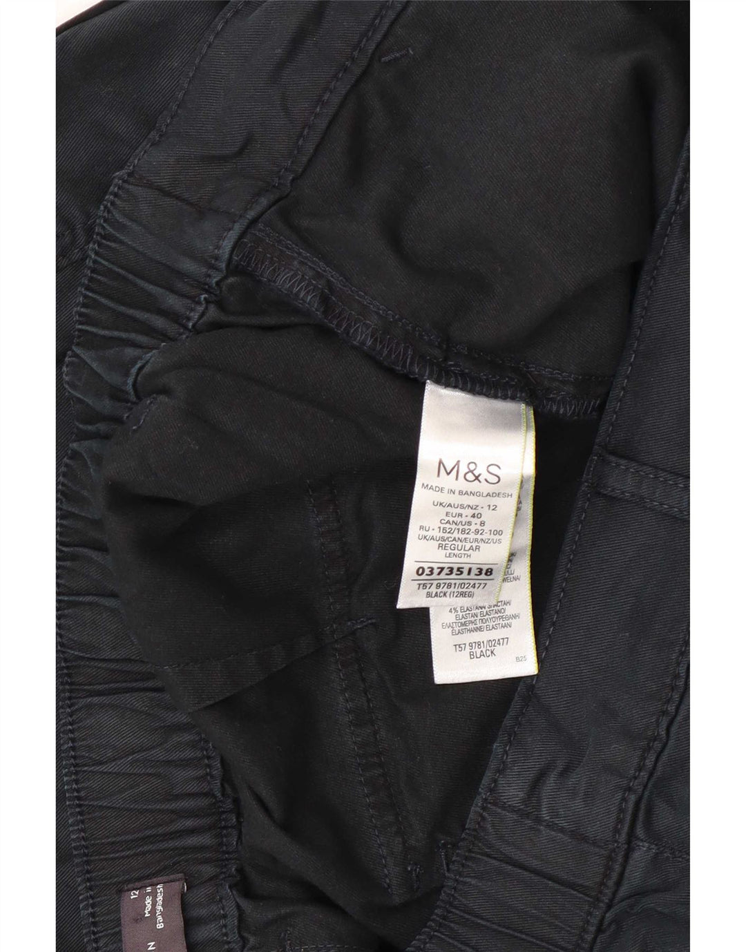 Marks & Spencer Pantalon cargo court pour femme UK 12 Medium W30 L23 Noir