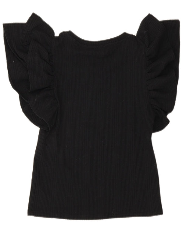 Zara Womens Crop Blouse Top UK 10 Petit Noir