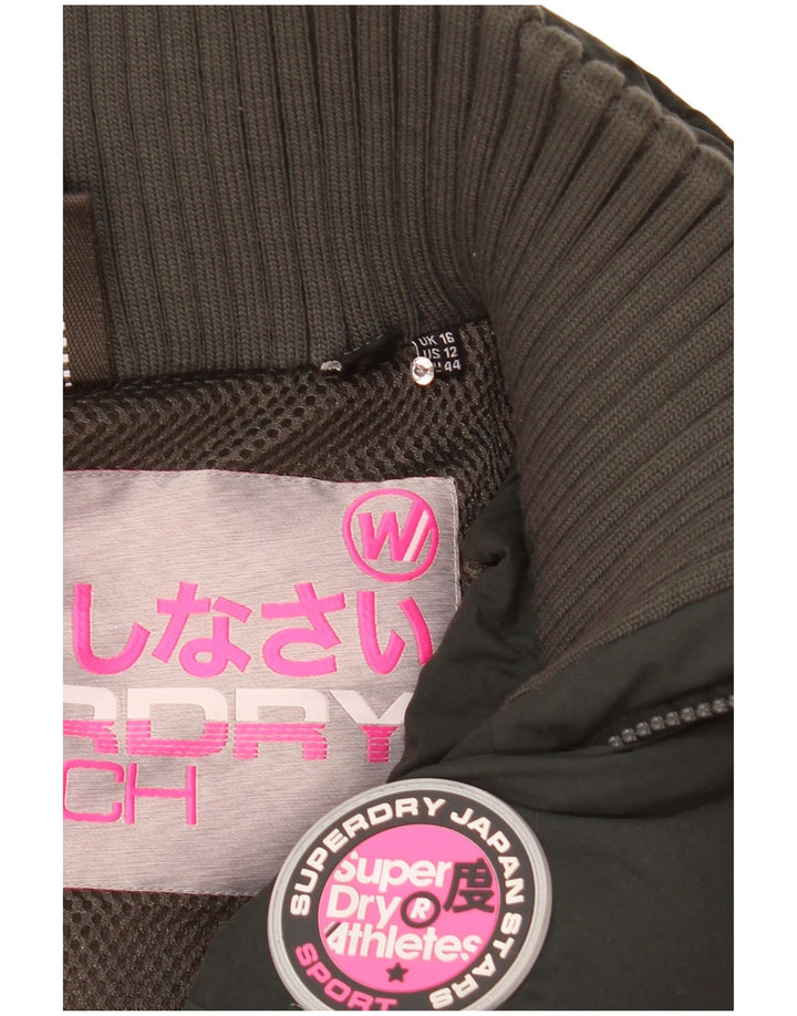 Superdry Veste matelassée à capuche graphique pour femme UK 16 Large Vert Polyester