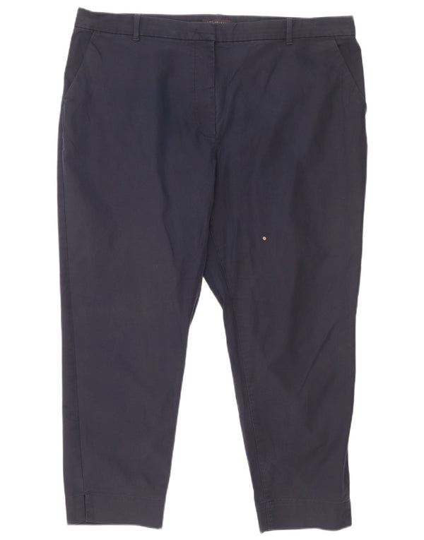 Marks & Spencer Pantalon court coupe slim pour femme UK 18 XL W38 L25 Bleu marine