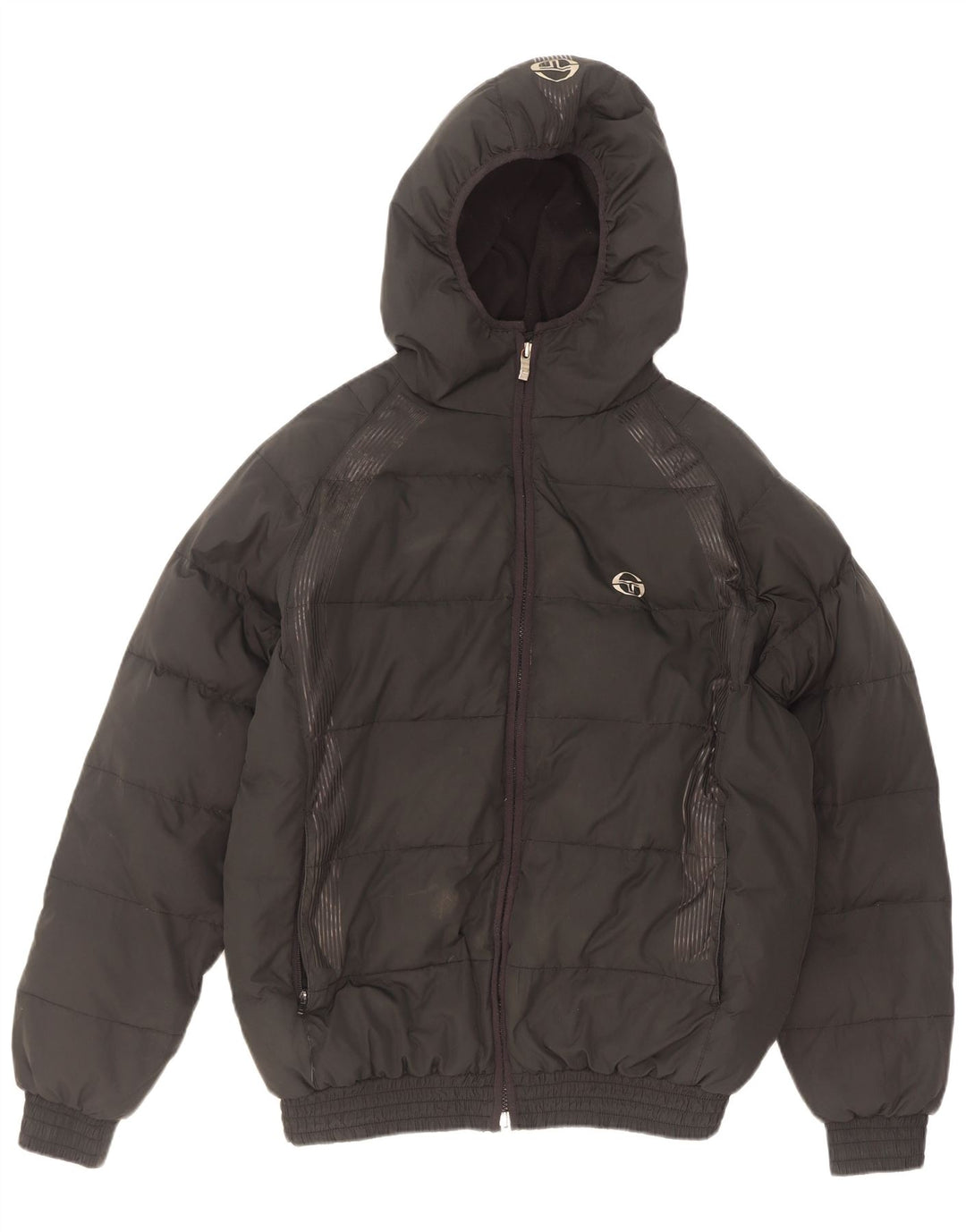 Sergio Tacchini Veste matelassée graphique pour homme UK 38 Medium Noir Polyester