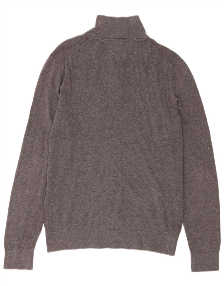 Tommy Hilfiger Pull Col Zippé Homme Gris Moyen Moucheté Coton