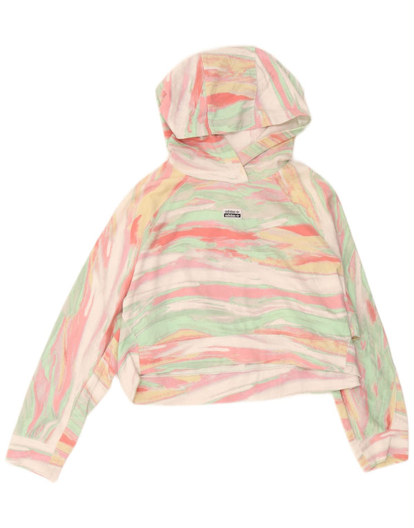 Adidas Pull à capuche surdimensionné pour femme UK 6 XS Rayé multicolore