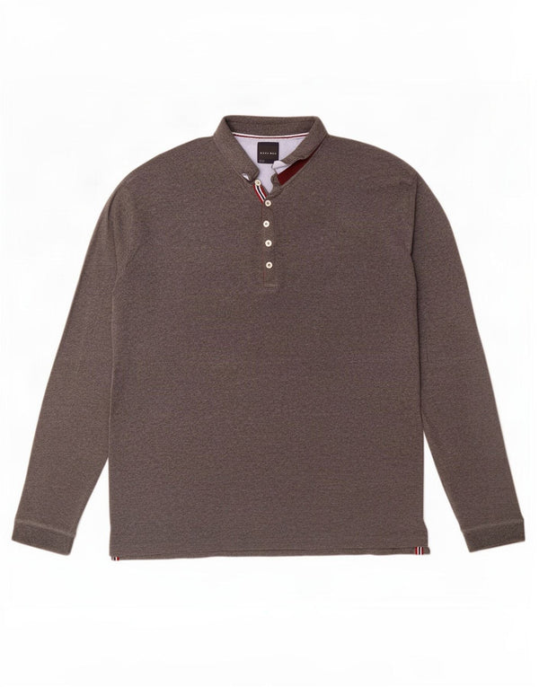 Zara Polo à manches longues pour homme 2XL Gris