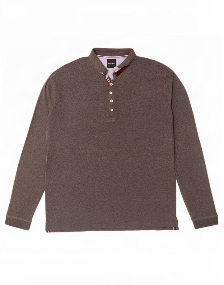 Zara Polo à manches longues pour homme 2XL Gris