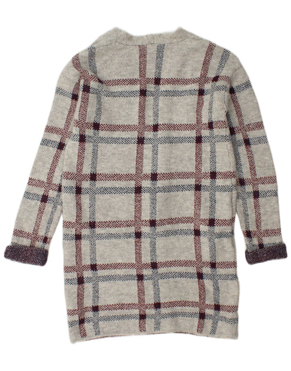 Marks & Spencer Pull cardigan long pour femme UK 10 Petit carreaux gris