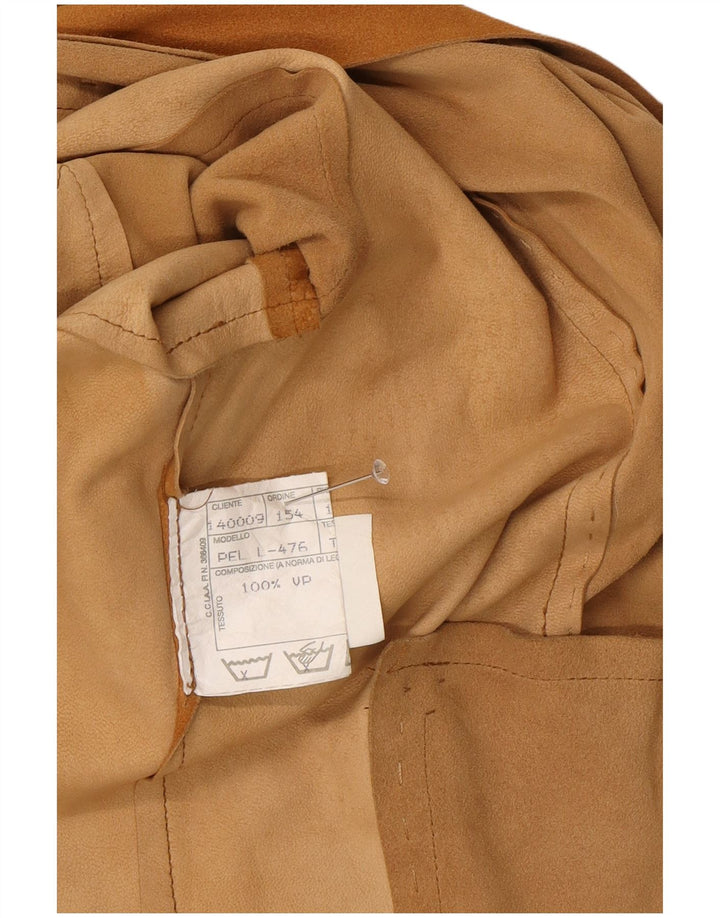 vintage Femme Suède Surchemise Chemise IT 44 Cuir Beige Moyen