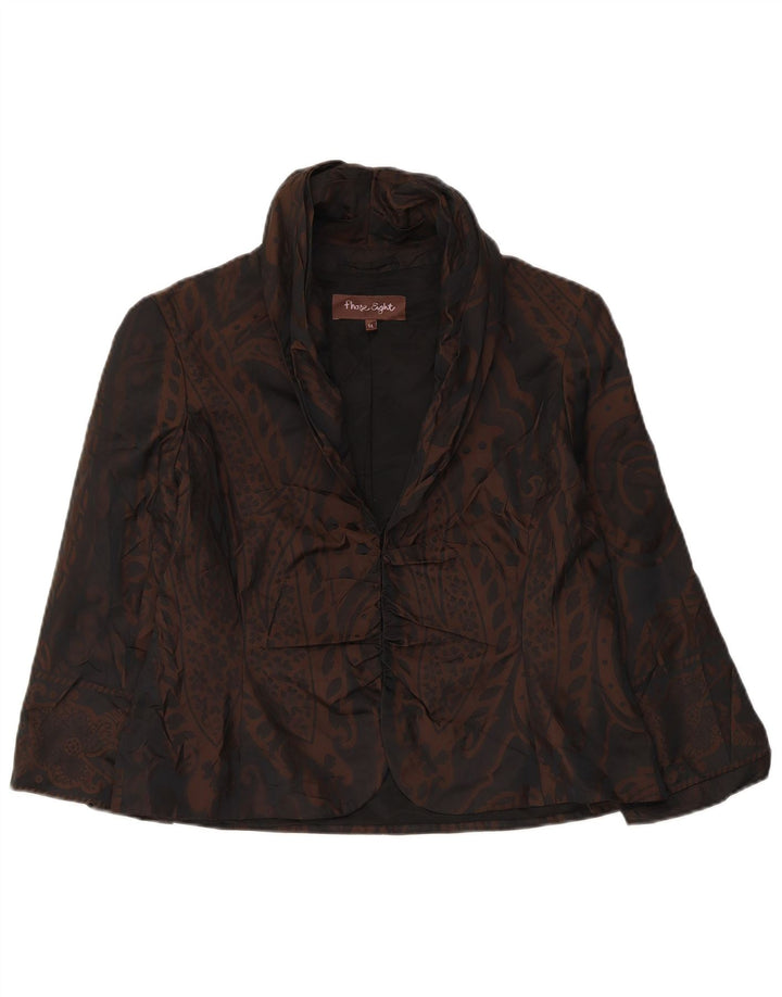 Phase Eight Veste blazer à manches 3/4 pour femme UK 14 Marron moyen Paisley