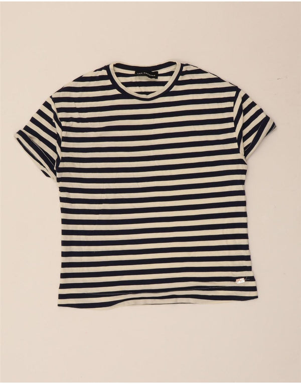 Les Copains Womens T-Shirt Top UK 10 Small Navy Blue Striped