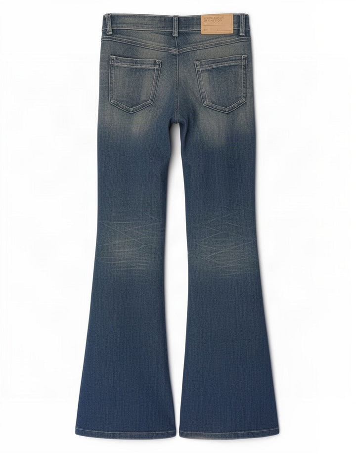 Benetton Jean Évasé Femme W32 L33 Bleu