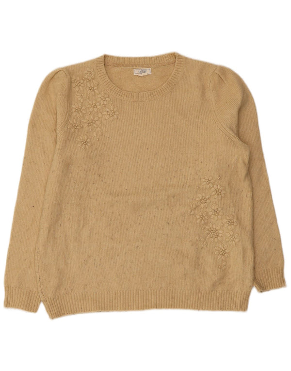 Fat Face Pull ras du cou pour femme UK 14 Grand Acrylique Floral Beige